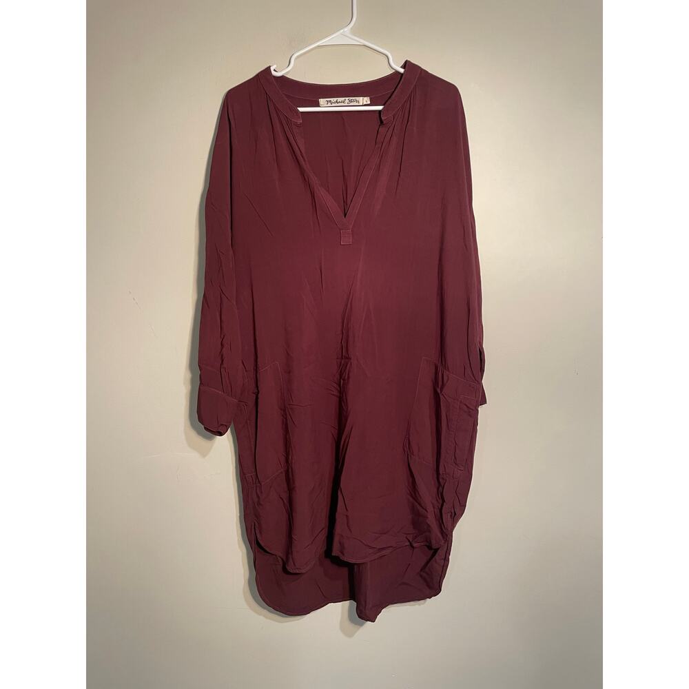 Michael Stars Rust Brown Split Neck Tunic Dress Size Large